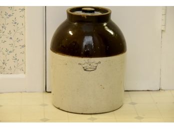 Antique #3/ 3 Gallon Stoneware Crock Featuring Crown