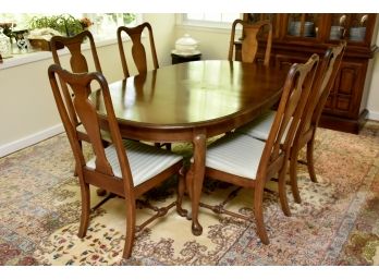 Ethan Allen Dining Room Table And Chairs With Leaves And Table Pads