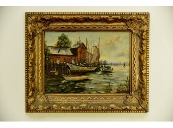 19th Century Erna Scharff Gilt Frame Oil On Canvas 16 X 13 #1