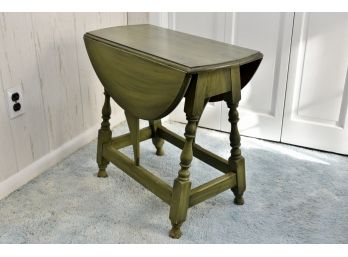 Lovely Green Painted Vintage Drop Leaf Side Table 26 X 12 X 23