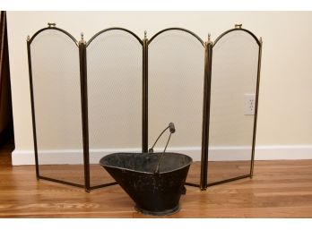 Fireplace Screen With Vintage Coal Bucket 50 X 32