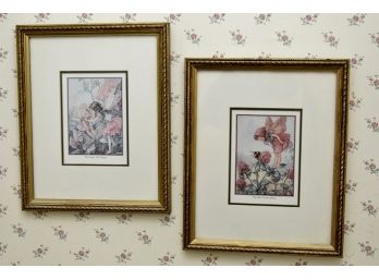Lovely Pair Of Matted And Framed 'Fairy' Pictures 9 X 11 #2