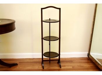 Vintage Three Tier Folding Stand 9 Inches Round 33 1/2 Inches Tall