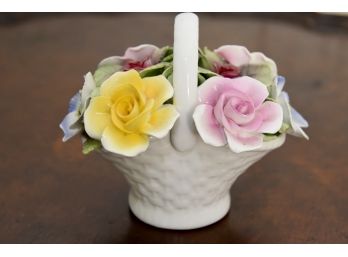 Lovely Vintage Porcelain Flower Basket Figurine
