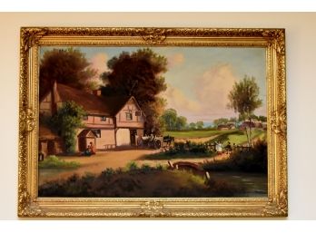 'John Bentz' Early 1900's Landscape Plantation Original Signed Oil On Canvas 29 X 41