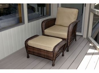 Resin Wicker Side Chair And Ottoman