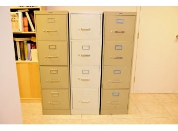 (3) Four Drawer File Cabinets 15 X 25 X 52