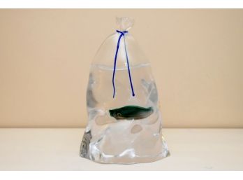 Pino Signoretto Murano Glass Sculpture 'Carnival Fish In Plastic Bag'