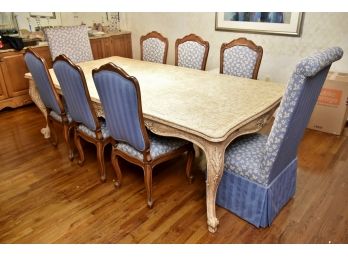 Amazing Bau Furniture Crackle Finish Dining Table And 8 Custom Chairs