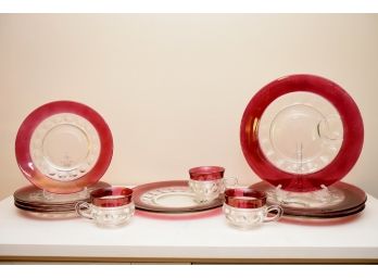 Ruby Red Glassware Luncheon Set