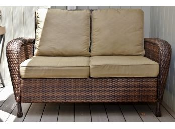 Resin Wicker Love Seat With Cushions