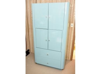 Gorgeous Blue Mica Tall Cabinet With Lucite Handle 37 X 20 X 72