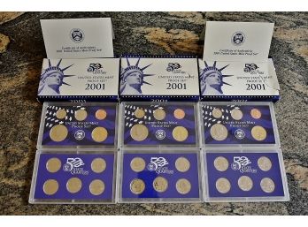 Three Sets Of 2001 Coin Proof Sets