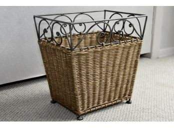 Matching Wicker Waste Paper Basket 11x8x11