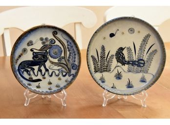 Vintage Hand Painted Clay Plates
