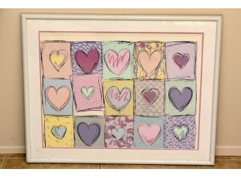 Quilted Hearts Framed Art 31 X 25