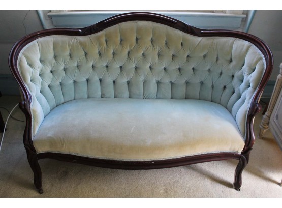 Gorgeous Mahogany Victorian Velvet Sofa