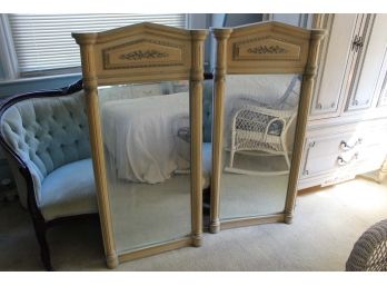 Pair Of Walnut Wall Or Dresser Mirrors