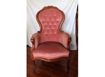 Tufted Victorian Carved Walnut Side Chair