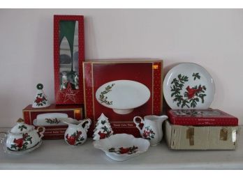 Cardinal Holiday Themed Serving Pieces