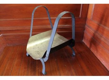 Vintage Brass And Wrought Iron Firewood Holder