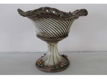 Floral Freeform Basket Candy Dish (Chipped)
