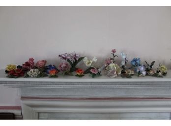 Large Assortment Of Porcelain Flowers