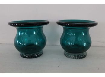 Pair Of Blue/Green Candle Holders
