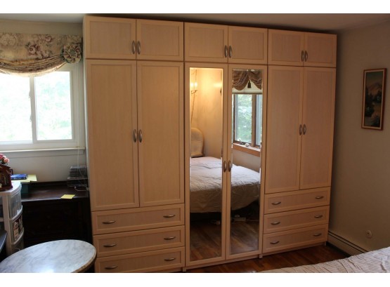 Amazing White Oak Mirrored Closet Unit- 3 Pieces For Easy Removal