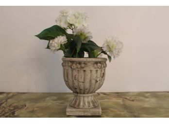 Artificial Flowers In Fake Stone Planter