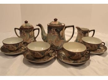 Amazing Antique Hand-painted Moriage Dragonware Tea Set By The Takito Company