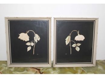 Pair Of Framed Weeping Flower Prints Signed DF
