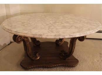 Amazing French Victorian Marble Top Round Coffee Table