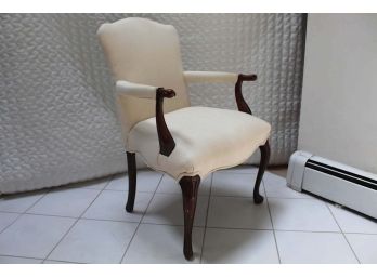 Beautiful White Linen Mahogany Side Chair