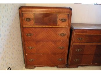 Vintage Deco Mahogany Waterfall Chest Of Drawers
