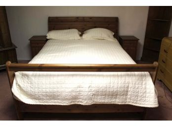 Pine Headboard And Footboard With Mattress And Bedding