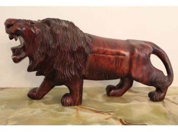 Hand Carved Ironwood Lion Statue