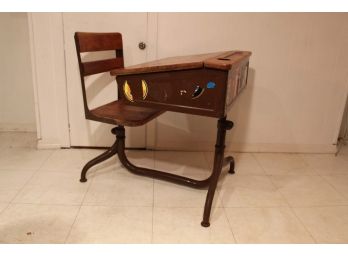 Vintage Swivel Chair School Desk By American Seating Company