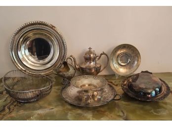 Assortment Of Silver Plated Serving Pieces