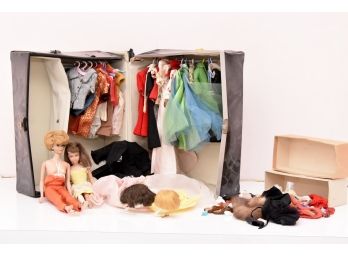 Vintage Barbie Collection With Case, Clothing, Wigs And Dolls