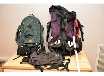 Trio Of Hiking/mountaineering  Backpacks Including Columbia And Kelty