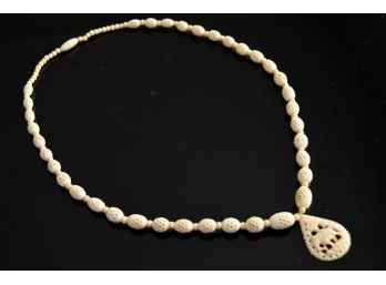 Jewelry Lot 14 Ivory Necklace With Elephant Pendant