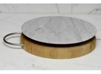 Marble Spinning Lazy Suzan With Wooden Carving Board