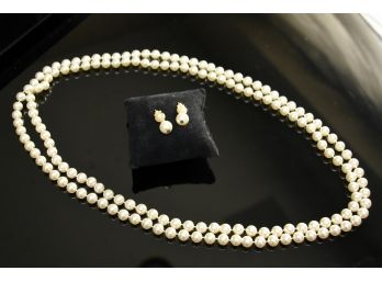 Jewelry Lot 6 Costume Pearl Earrings And Necklace