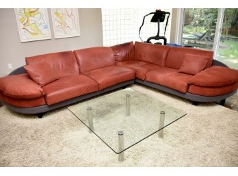 Ultrasuede Italian Leather Directional Sofa By ' I 4 Mariani'