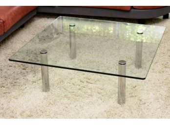 MCM Beveled Glass Coffee Table 42 X 42 X 15