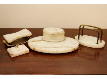Antique White Marble Desk Set- READ