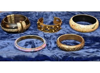 Collection Of Five Vintage Costume Jewelry Bracelets