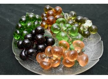 South American Glass Grapes And Serving Tray
