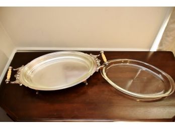 Silver Plate And Pyrex Serving Trays
